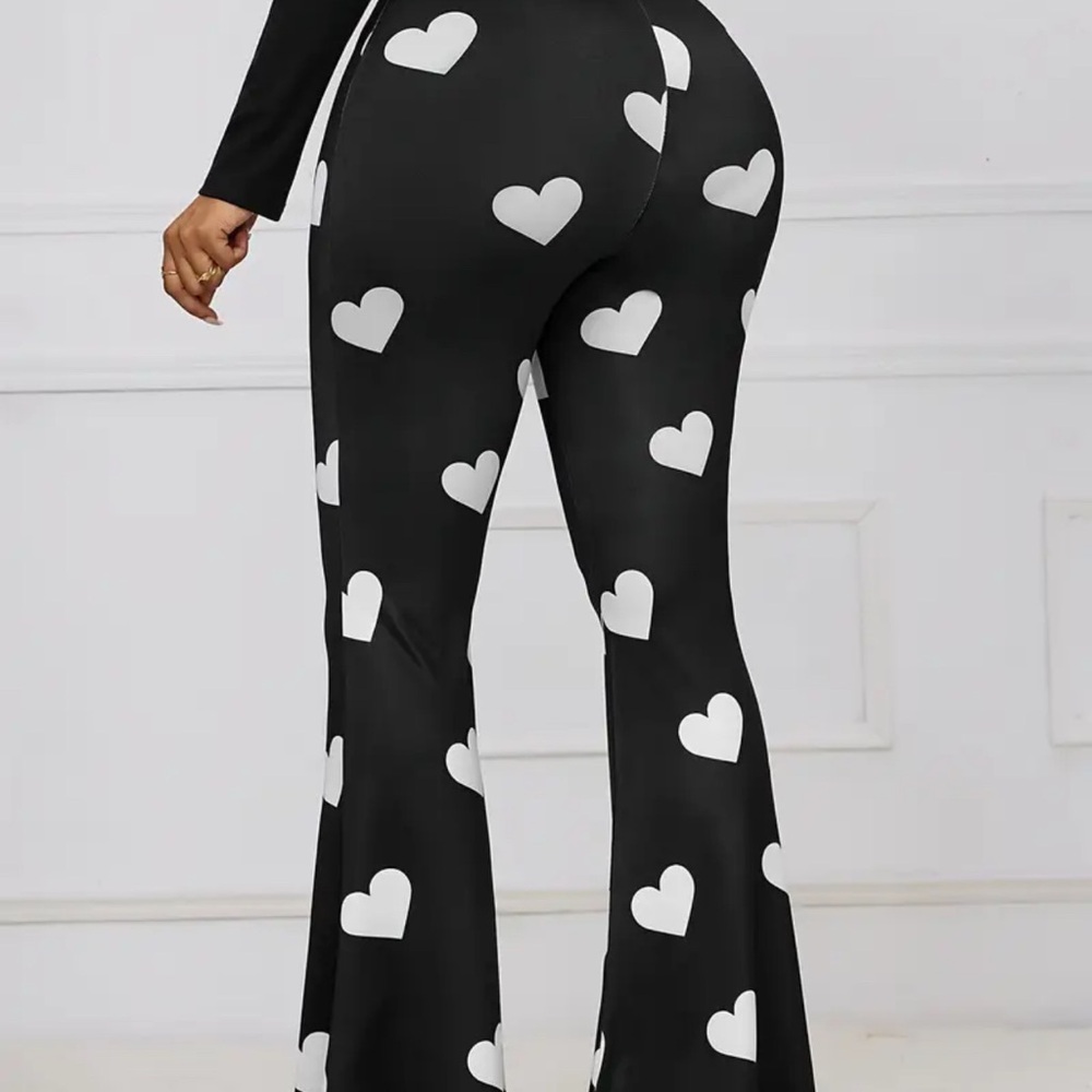 Heart Print Black and White Women's Tights